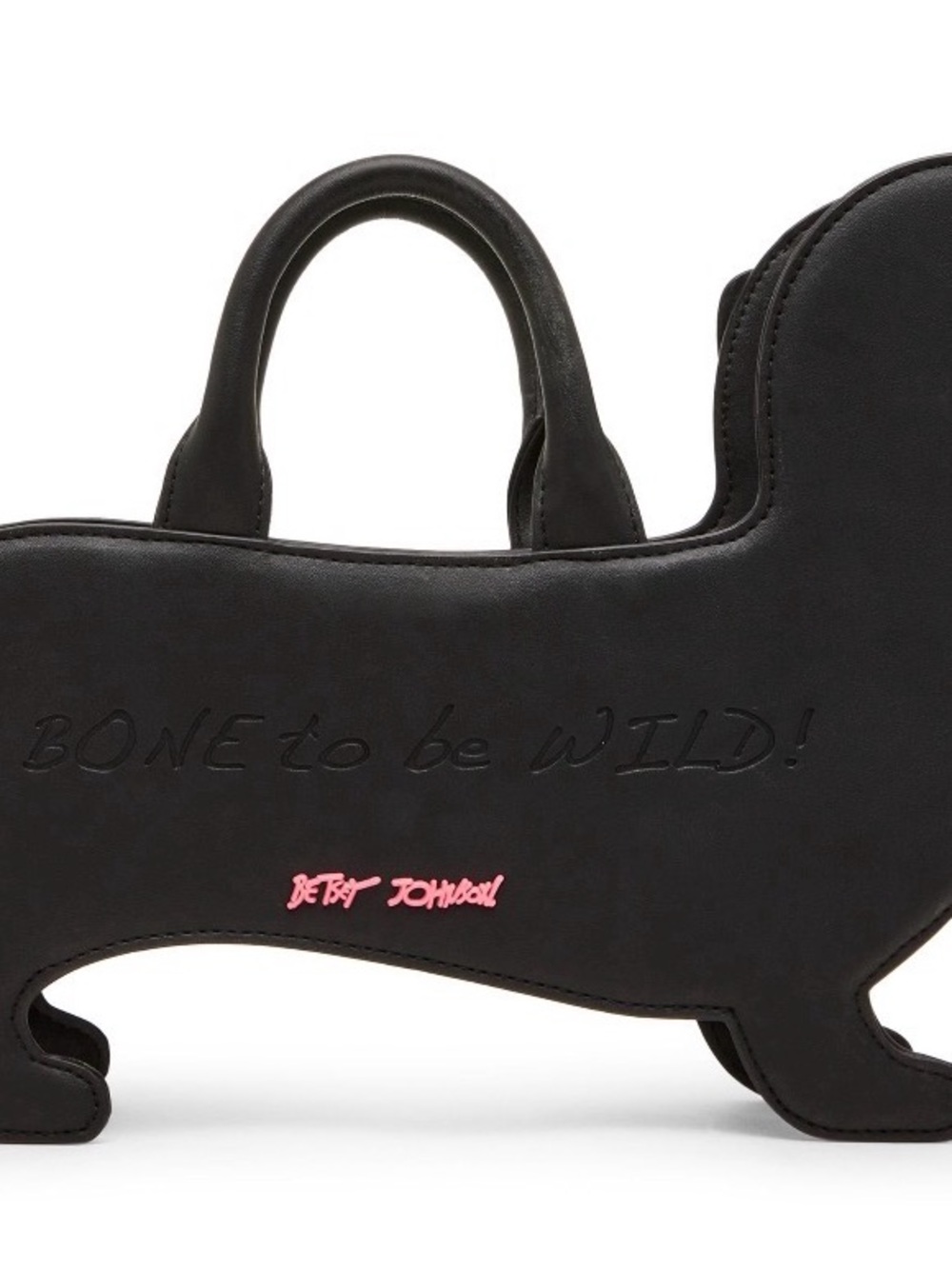 Betsey Johnson Black Dachshund Skeleton Satchel with Purple Accent - Picture 3 of 5